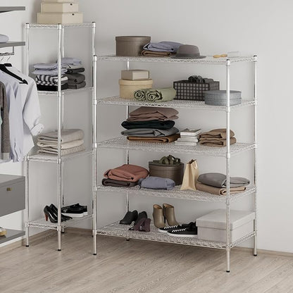 24" Deep x 48" Wide x 64" Height Wire Shelving Kit | 5-Tier | NSF Commercial Storage Rack Unit
