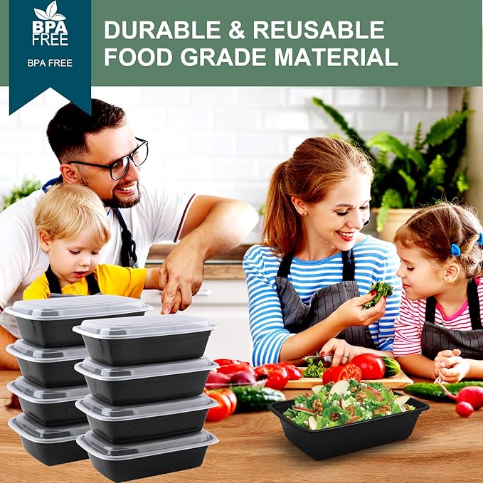 vivigu 50 Pack Meal Prep Containers 38 oz, Leakproof To Go Food Containers, Disposable & Reusable Food Prep Containers for Takeout, Food Storage Containers BPA-Free, Microwave/Dishwasher/Freezer Safe
