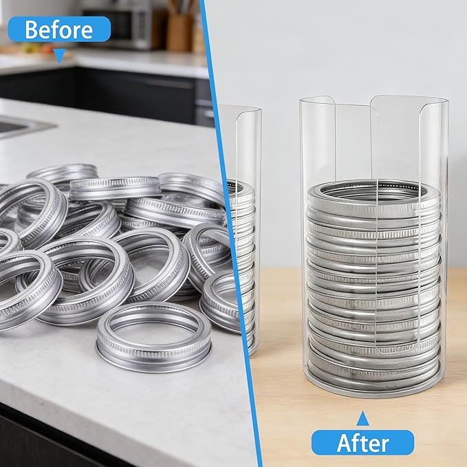 2 Pack Mason Jar Lid Organizer Wide & Regular Mouth Acrylic Storage Accessories for Home Kitchen Mason Jar Lid Organization Fit Mason/Canning/Bamboo Lids