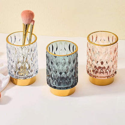 Makeup Brush Holder Organizer,Toothbrush Holders,Desk Pen Pencil Holder,Multifunctional Vintage Glass Brush Cup（A39-7-US）