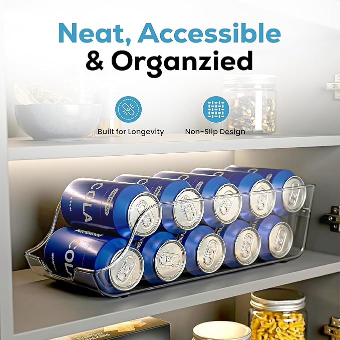Utopia Kitchen Soda Can Organizer and Dispenser for Refrigerator/Pantry - Durable Can Storage Organizer Fridge & Kitchen Organization - (Clear, Set of 2)