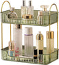 Akinbas 2 Tier Bathroom Organizer Countertop Makeup Perfume Tray Skincare Organizer for Bathroom Dresser Vanity (Green)
