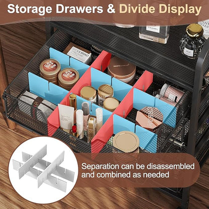Hongtamoya Makeup Cart Organizer with 4 Drawers, Vanity Storage Organizer, Large Floor Skincare Organizers Cosmetics Display Cases for Skin Care Perfume Nail Polish, Black