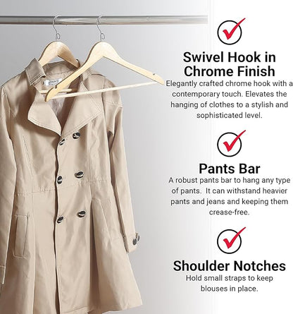 Proman Products - Kascade Hangers, Space Saving Hangers, Customize Your Closet Organization (Natural Color, 50-Pack)
