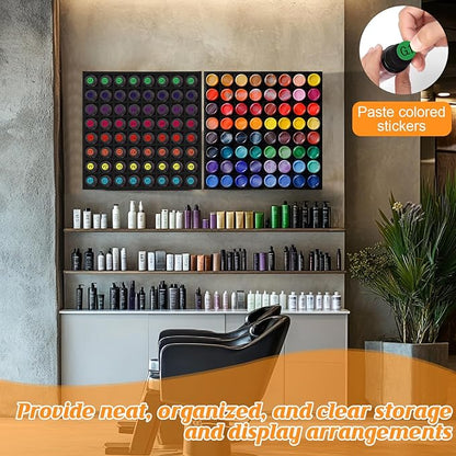 2 Pack of 128 Grids Black Hair Color Organizer for 2oz Shades EQ Wall Mounted Hair Color Rack Stackable Hair Dye Holder Paint Bottle Rack Stand for Salon Decor Lumishine Warhammer Use(2, Black)
