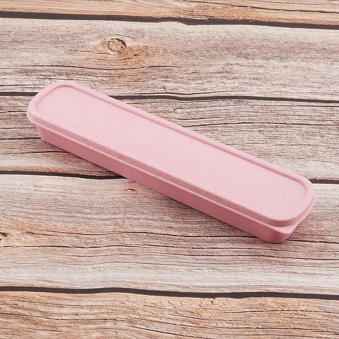 1pcs Portable Flatware Box Travel Tableware Storage Case Box, Utensil Case Flatware Storage Box for Cutlery Kit, 9.84 x 2.40 inch (Pink)