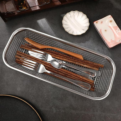 Cabilock Stainless Steel Utensil Drying Rack: Utensils Drawer Organizer - Dishwasher Silverware Drainer Basket, Chopsticks Spoons Forks Knifes Cutlery Storage for Kitchen Counter