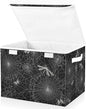 senya Halloween Baskets Collapsible Storage Bins with Lids, Spiderweb Butterfly Dragonfly Storage Boxes Clothes Baskets for Organizing