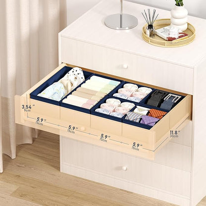 DIMJ Drawer Organizer Clothes Storage - 18 Pack Baby Dresser Organizer for Nursery, Foldable Drawer Dividers for Bedroom Closet Organization, Fabric Storage Bins for Socks, Underwears, Bras