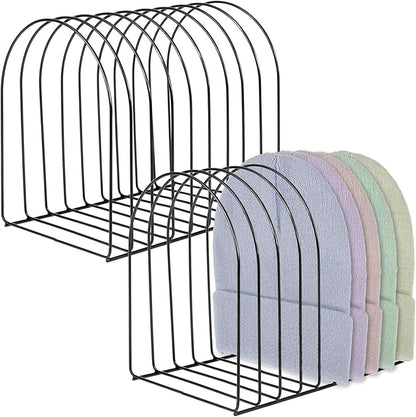 2 Pcs Beanie Holder Organizer, Metal Beanie Hat Display Stand, Knitted Hat Storage Rack Display Stand, Metal Cap Holder for Winter Cap Display, Suitable for Entrance, Bedroom, Office and Other Places