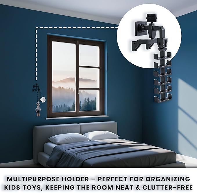 Baseball Hat Organizer | Adjustable Hat Holder for Closet & Hat Holder on Wall for Caps, Toys, Belts, Purse | Adhesive Hat Hooks for Wall & Closet Holds 12 Caps | Hat Hangers for Closets