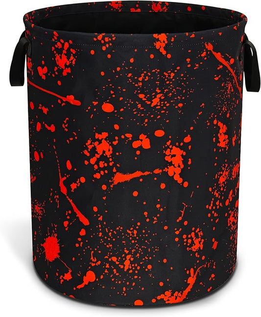 Blood Splattered Laundry Basket Blood Pattern Foldable Oxford Cloth Funny Tote Bag Laundry Hamper Clothes Storage Bucket Organizer For Bathroom/Laundry Storage/Bedroom 17.7x13.7 Inch