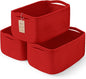 3-Pack Storage Baskets for Organizing | Woven Shelf Toy Basket | Rope Baskets for Gifts Empty | Closet Organizer Bins with Handles | Cube Decorative Box | 13.7×7.1×6.7” | Red