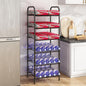GILLAS 6 Tier Water Bottle Storage Rack, Free Standing Vertical Metal,Water Bottle Organizer, Large Capacity Bottled Rack Water Holder Stand for Cabinet Kitchen Party Pantry,Black