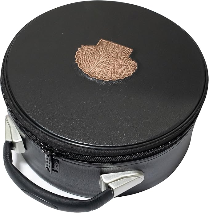 Masonic Crown Cap Case ST Thomas Of Acon Black Leather, Embroidered Emblem (Brown) – Freemason Hat Carrying Storage Box