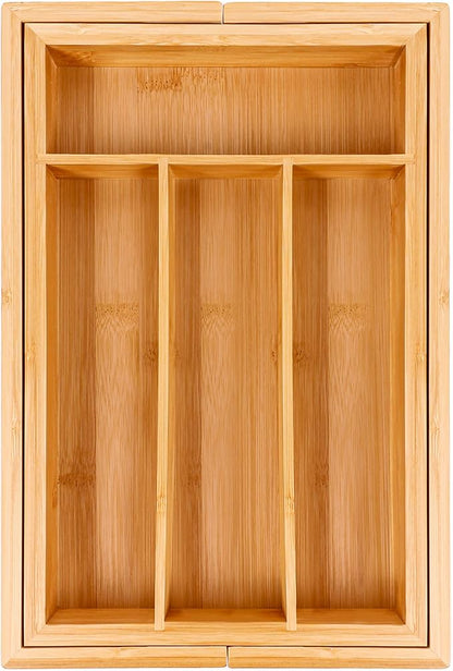 BergHOFF Bamboo 6-Slot Expanding Flatware Organizer Expandable Fits Most Kitchen Drawers
