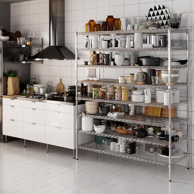 24" Deep x 60" Wide x 74" Height Wire Shelving Kit | 8-Tier | NSF Commercial Storage Rack Unit