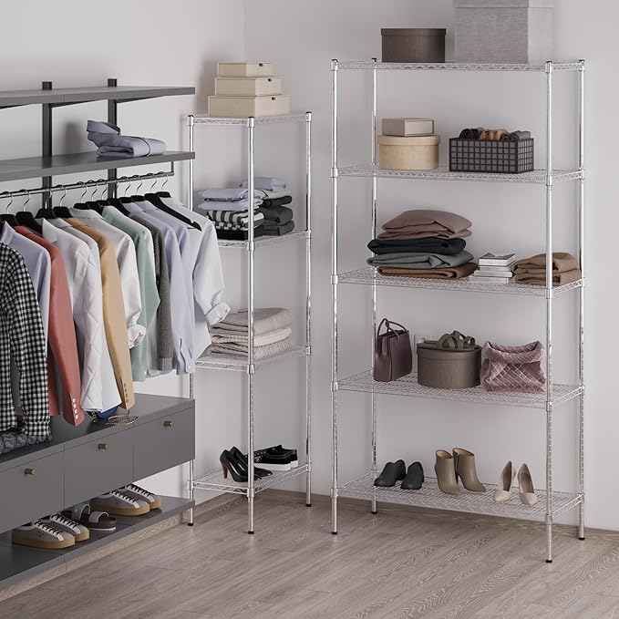 18" Deep x 42" Wide x 86" Height Wire Shelving Kit | 5-Tier | NSF Commercial Storage Rack Unit