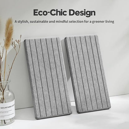 Razborci 2PCS Instant Dry Diatomite Stone Counter Makeup Tray Organizer, Fast Drying Caddy Kitchen Sponge Holder Mat, Bathroom Vanity Toothbrush Bottle Dispenser Soap Dish Rack, Light Gray, 8"x 3.8"
