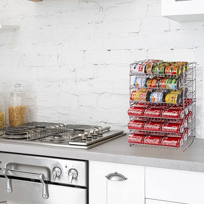 Atlantic Gravity-Fed Compact Double Canrack – Kitchen Organizer, Durable Steel Construction, Stackable or Side-by-Side, PN in Silver (Pack of 2)