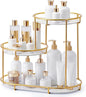 HBlife Makeup Organizer for Vanity, 3 Tier Metal Bathroom Countertop Organizers Skin Care Storage, Bathroom Counter Shelf Skincare Holder Perfume Cosmetic Display, Gold