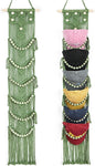 Halidali Hat Organizer for Baseball Caps, Hat Racks Cotton Rope Weaving Cap Stand, Handmade Macrame Hanging Hat Display Holder for Door Storage, Closet, Bedroom (Green, Set of 2)