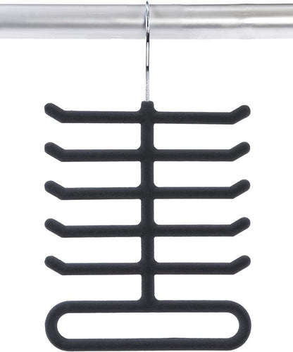 2-Pack Non-Slip Velvet Tie Hanger Organizer Rack | Large Ringed Bottom | Charcoal Grey Brand