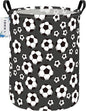 Round Soccer Laundry Basket,Collapsible Laundry Hamper for Nursery,Football Toy Storage Bin for Kids Boys,Waterproof Storage Basket for Home,Bedroom,Playroom(Soccer)