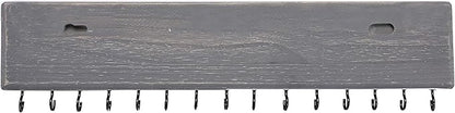 SANY DAYO HOME Jewelry Organizer with 30 Hooks and Shelf, 15 x 3 x 4 inches Wall Mounted Rustic Pine Wood Holder for Necklaces and Bracelets, Suitable for Kids and Adults
