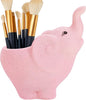 Pink Ceramic Elephant Makeup Brush Holder, Cute Makeup Brush Organizer, Decorative Cosmetic Storage Container for Desk, Vanity & Bathroom