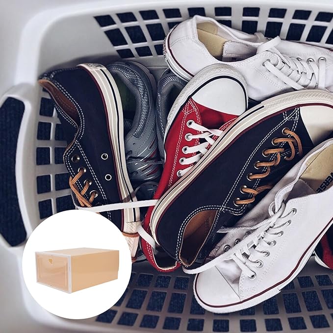 SHINEOFI 2Pcs Thickened Plastic Shoe Storage Boxes Stackable Male Footwear Containers Large Capacity Home Organizer for Sneakers and Boots