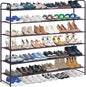 KIMBORA 6 Tier Long Shoe Rack for Closet, Wide Closet Shoe Organizer Storage Sturdy Sneaker Shelf for Floor, Bedroom 42 Pairs (Bronze)