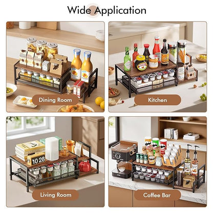 K Cup Holder, 2-Tier Coffee Pod Holder for 48 Pods, K Cup Drawer Organizer with Sliding Storage Drawer, Coffee Bar Station Organizer for Countertop, Space Saving, Home & Office, Brown