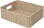 Drawer basket Handwoven Paper Rope Rectangular Shallow Basket Storage-15.35X12.01X4.72 Inches (Brown)