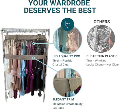 Garment Cover for Closet Rod and Portable Clothing Rack Shoulder Dust Cover - Protect Your Wardrobe in Style - Adjustable to fit 26" to 48" long - 1 Pack