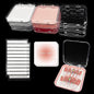 Qsnidy 9 Pcs Press On Nail Storage Box in 3 Colors, Acrylic Fake Nail Case with 9 Display Cards and 2 Sheets of Double-Sided Adhesive Tape (20 Strips) for Nail Art Home Salon Packaging Use