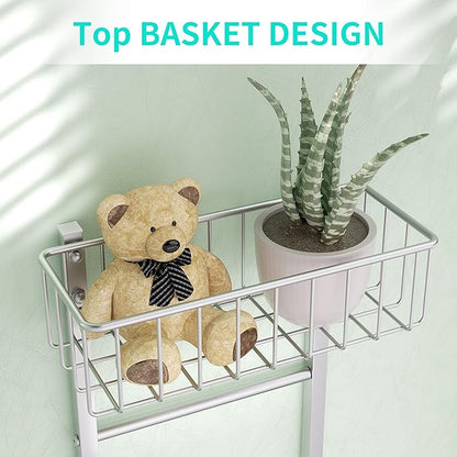 HapiRm Over Door Hat Rack - Wall Mounted Hat Organizer with 6 Hooks and Metal Basket Design, Baseball Cap Organizer Storage Holder Up to 32 Caps for Door, Bedroom, Closet (Sliver)