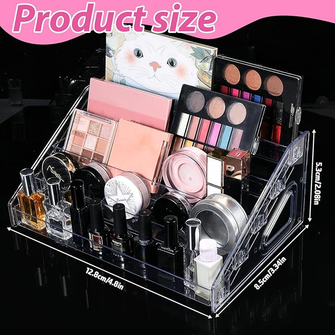 2 Pack Nail Polish Organizer 5 Layers Sunglass Acrylic Display Rack Eyeglasses Storage Essential Oils Holder Makeup Organizer No Tool Needed Assembly, Clear
