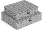 Plastic Wicker Storage Baskets with Lids, 2-Pack Woven Rattan Organizer Bins with Locking Button, Decorative Flat Storage Boxes, 11"x9.25"x2.75" & 13"x11.2"x3.5", Gray