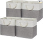 Temary Fabric Storage Baskets for Organizing, Grey Basket for Shelves, Collapsible Baskets with Handles for Shelves, Home, Closet (White&Gray)