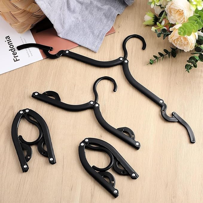 40Pcs FoldableTravel Hangers Space Saving Portable Folding Coat Hangers Travel Accessories Essentials for Traveling Camping Flying RV Cruises Suitcase Clothes Drying Rack Black40