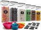 Cereal Container Set, MCIRCO Airtight Food Storage Containers ((4L /135.2oz) Set of 6, Cereal Dispensers with Measuring Tools