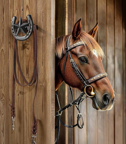 Cowboy Hat Hook for Wall, 4 Pack Cowboy Hat Rack, Metal Horseshoe Hanger, Hat Organizer, Western Hook for Wall, Hat Holder Display for Closet, Horse Supplies, Texas Gifts for Men, Black