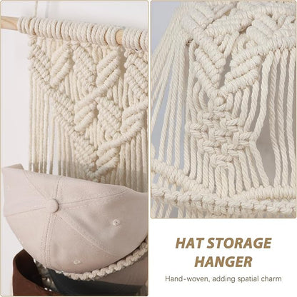 Hommtina Wall Mounted Hat Rack - Stylish Hat Organizer & Holder for Bedroom Decor, Space-Saving Hat Storage with Hooks for Caps, Hats, and Accessories (2)