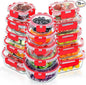VERONES 30 Pieces Glass Meal Prep Containers Set, Stackable Glass Food Storage Containers with Lids-Airtight Lunch Containers，for Microwave, Oven, Freezer & Dishwasher,Red