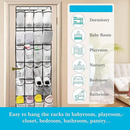 ZHXNBXX Over The Door Shoe Organizers with 24 Mesh Pockets Shoe Organizer Storage Hanging SimpleHouseware Shoe Holder for Rack (White)