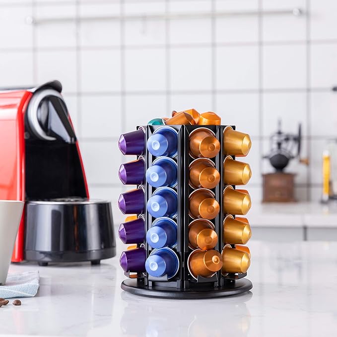 Pod Holder for Nespresso Original for 40 Nespresso Original Pods With Central Additional Pods Storage(Carousel-50+ Pods)
