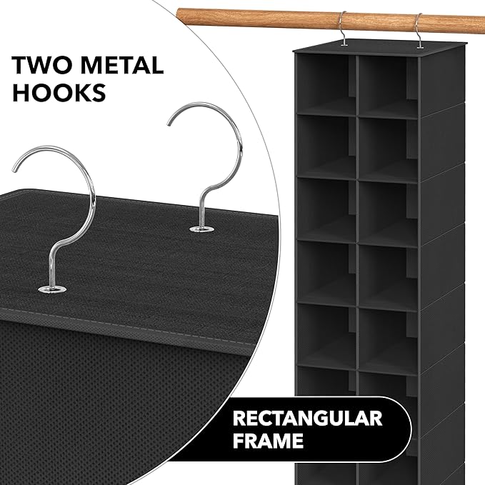 Simple Houseware 20 Section Shelves Hanging Shoes Organizer Holder for Closet, Black