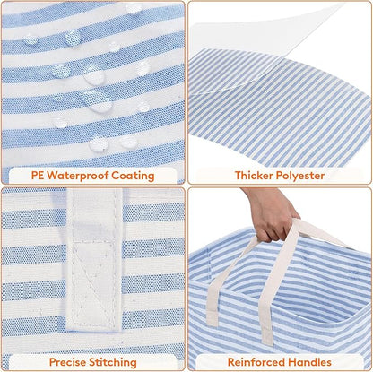 Lifewit 2 Pack Laundry Basket 80L Each, Collapsible Clothes Hamper with Reinforced Handles, Freestanding Waterproof Design for Bedroom and Laundry Room, Grey&Blue 160L Total
