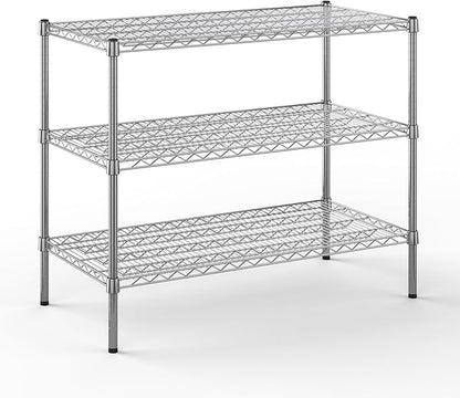 21" Deep x 42" Wide x 34" Height Wire Shelving Kit | 3-Tier | NSF Commercial Storage Rack Unit